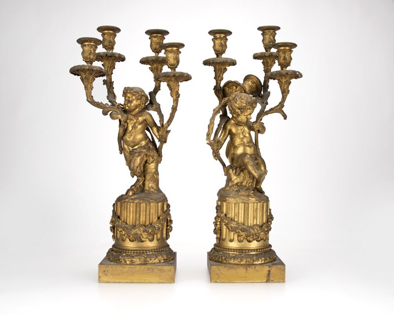 An opposing pair of gilt-bronze candelabra (1 of 4)