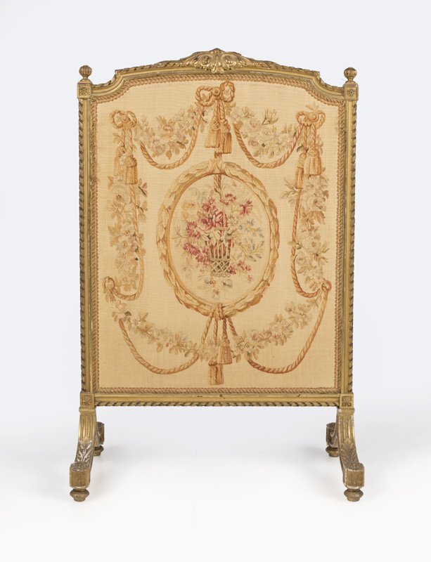 Louis XVI-style giltwood and tapestry fire screen (1 of 2)