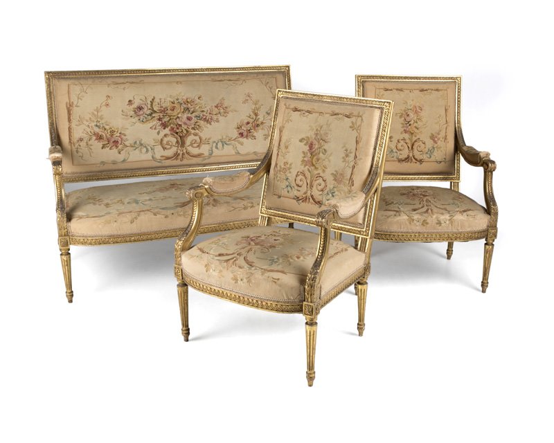 A Louis XVI-style giltwood parlor suite (1 of 6)