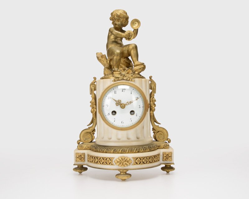 Louis XVI-style gilt bronze-mounted mantel clock (1 of 4)