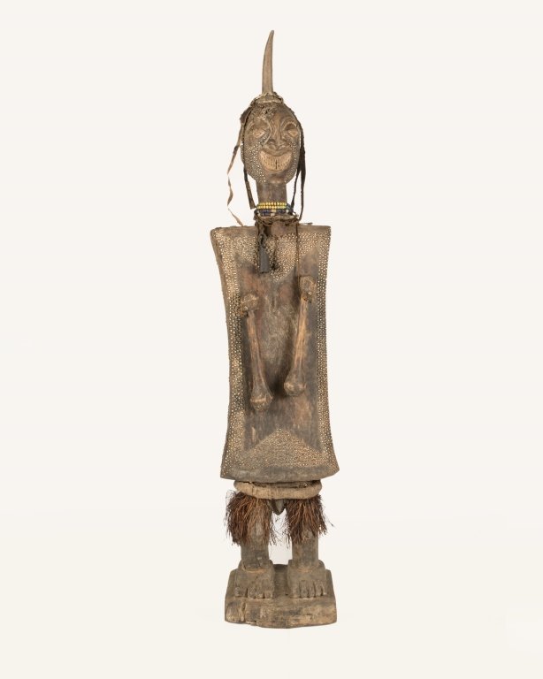 An African carved figural standing drum (1 of 2)