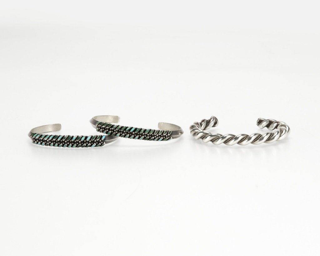 Three Native American-style sterling silver bracelets (1 of 3)