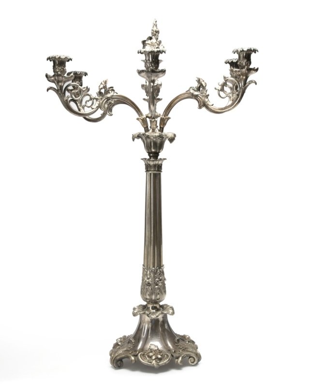 A silver-plated six-branch candelabrum (1 of 5)