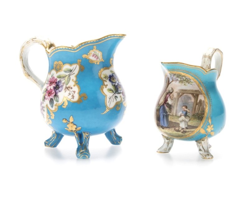 Two Sevres bleu celeste porcelain creamers (1 of 4)