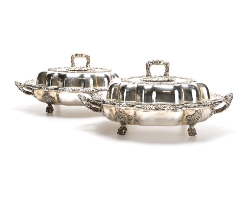 A pair of old Sheffield plate warming dishes (1 of 2)