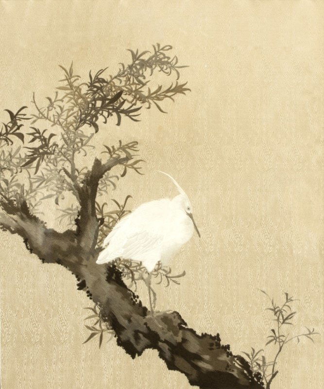 A Japanese framed embroidered silk panel (1 of 3)