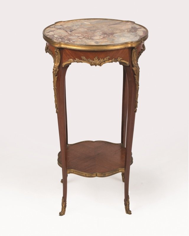 A Louis XV-style gilt bronze-mounted lamp table (1 of 2)