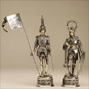 1073: A PAIR OF GERMAN SILVER FIGURES OF KNIGHTS