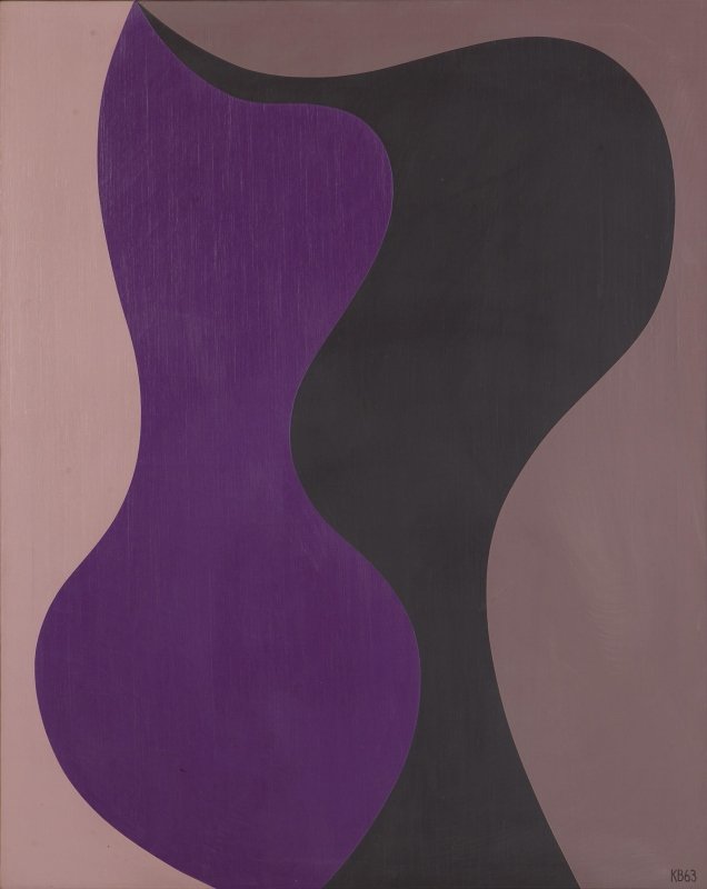 Karl Benjamin (1925-2012 Claremont, CA): ''#7'', hard-edge abstract with pink, purple, gray and mauve, signed with initials and dated lower right: KB63, titled on the stretcher, oil on canvas, 42'' H x 34'' W, est: $10,000/15,000 Provenance: