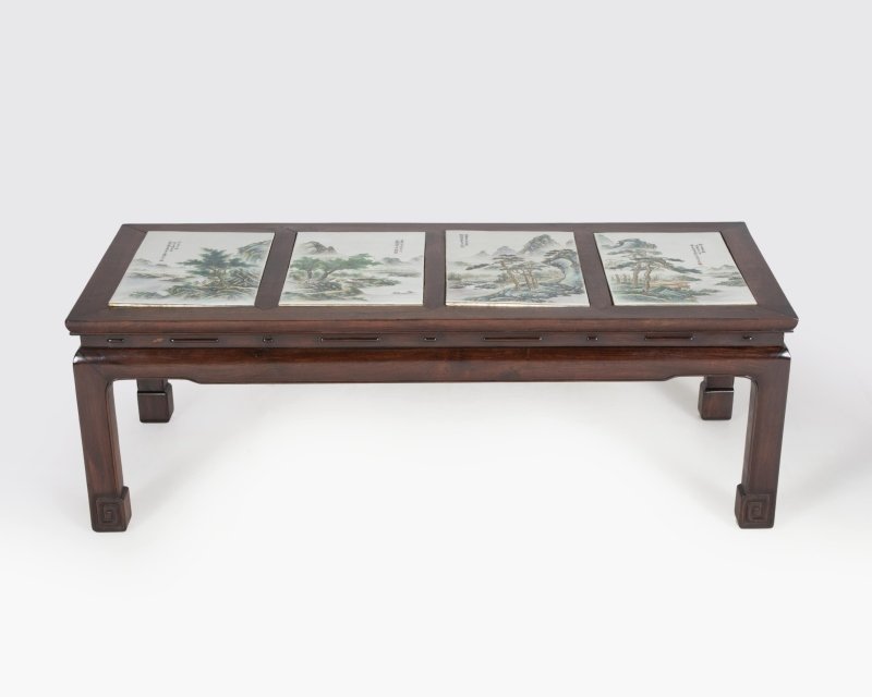 A Chinese hardwood and porcelain coffee table (1 of 3)