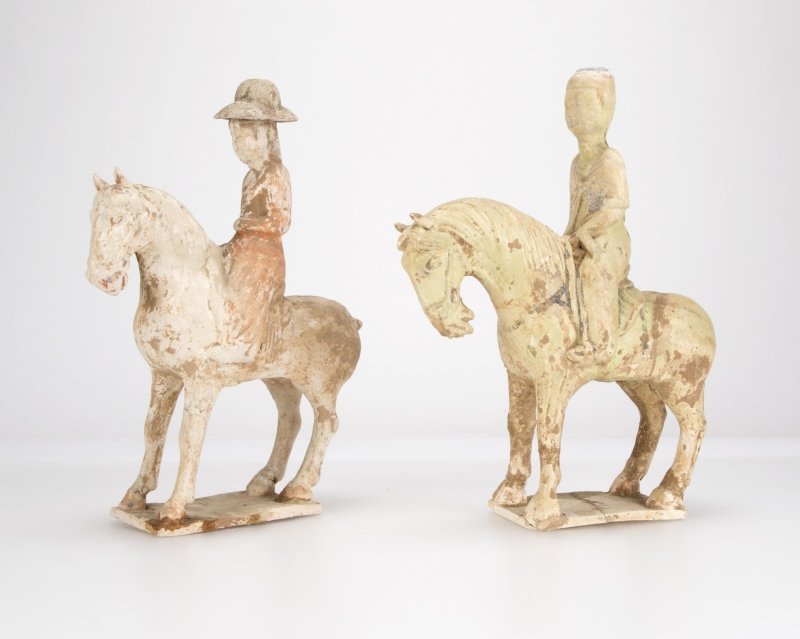 Two archaic-style Chinese pottery figures (1 of 7)