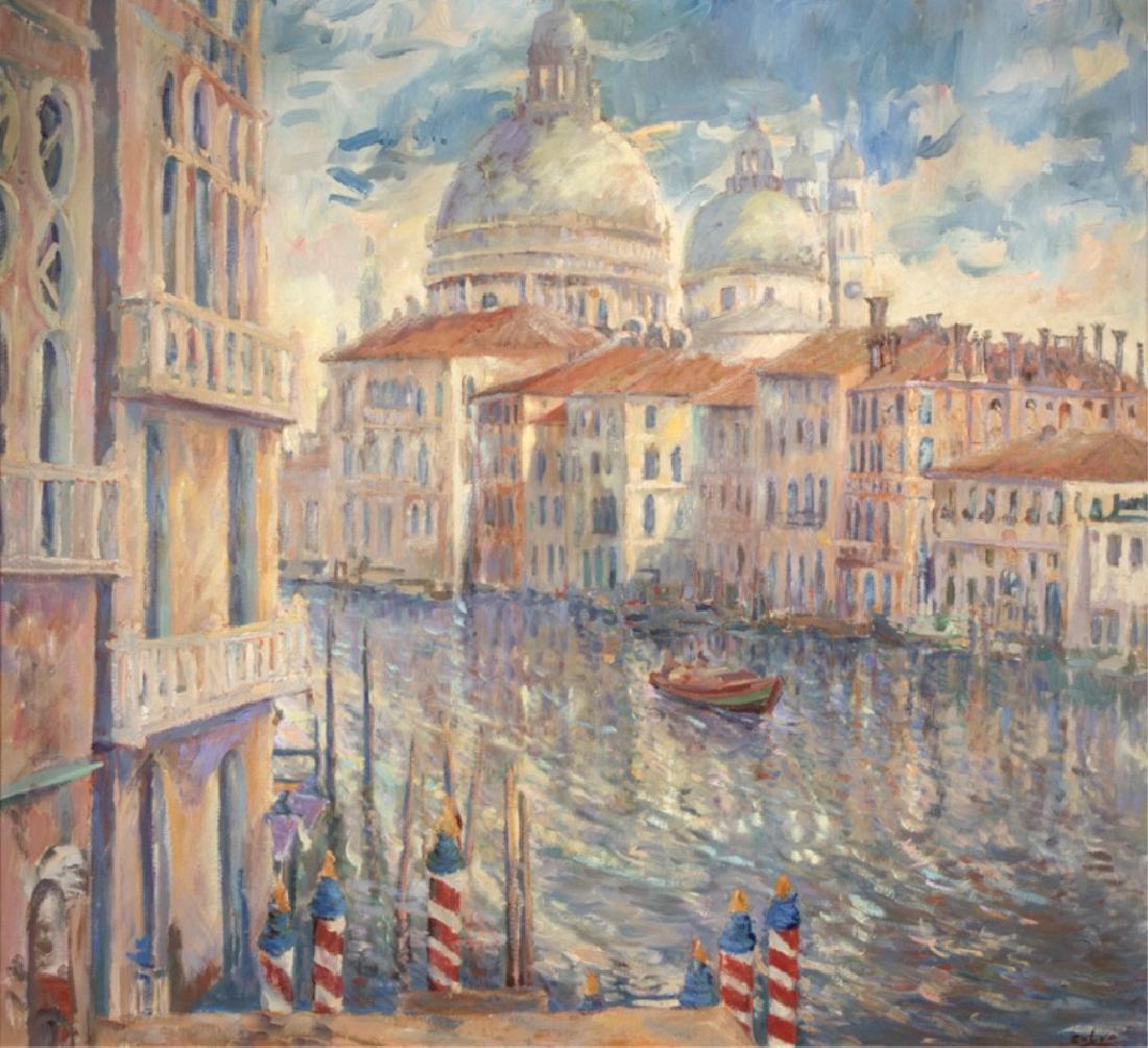 Maria del Carmen Calvo (20th/21st Century- Capistrano: Grand Canal, Venice, signed lower right: Calvo, oil on canvas, 42'' H x 46'' W, est: $500/700 Provenance: Private Collection, Los Angeles, CA