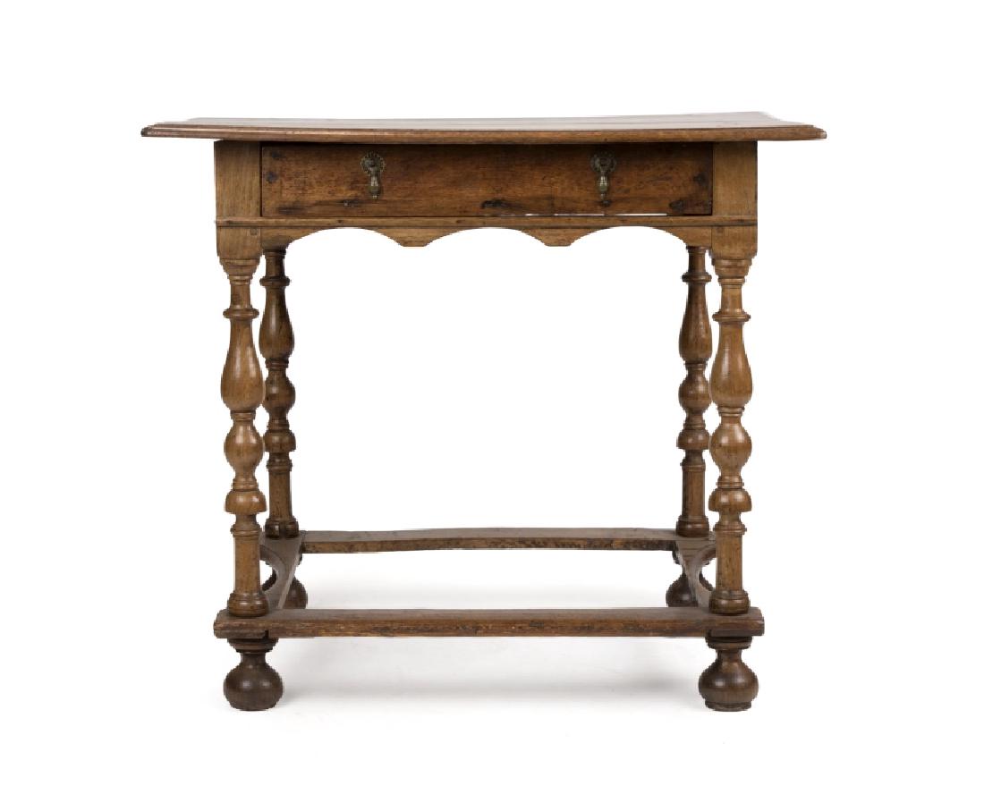 An oak William & Mary-style single-drawer table (1 of 8)