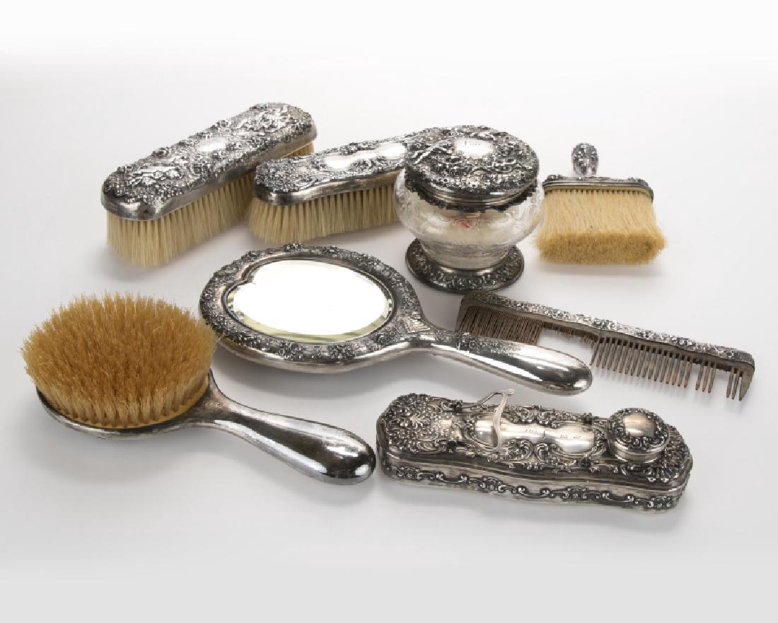 An assembled Gorham sterling silver vanity set (1 of 2)