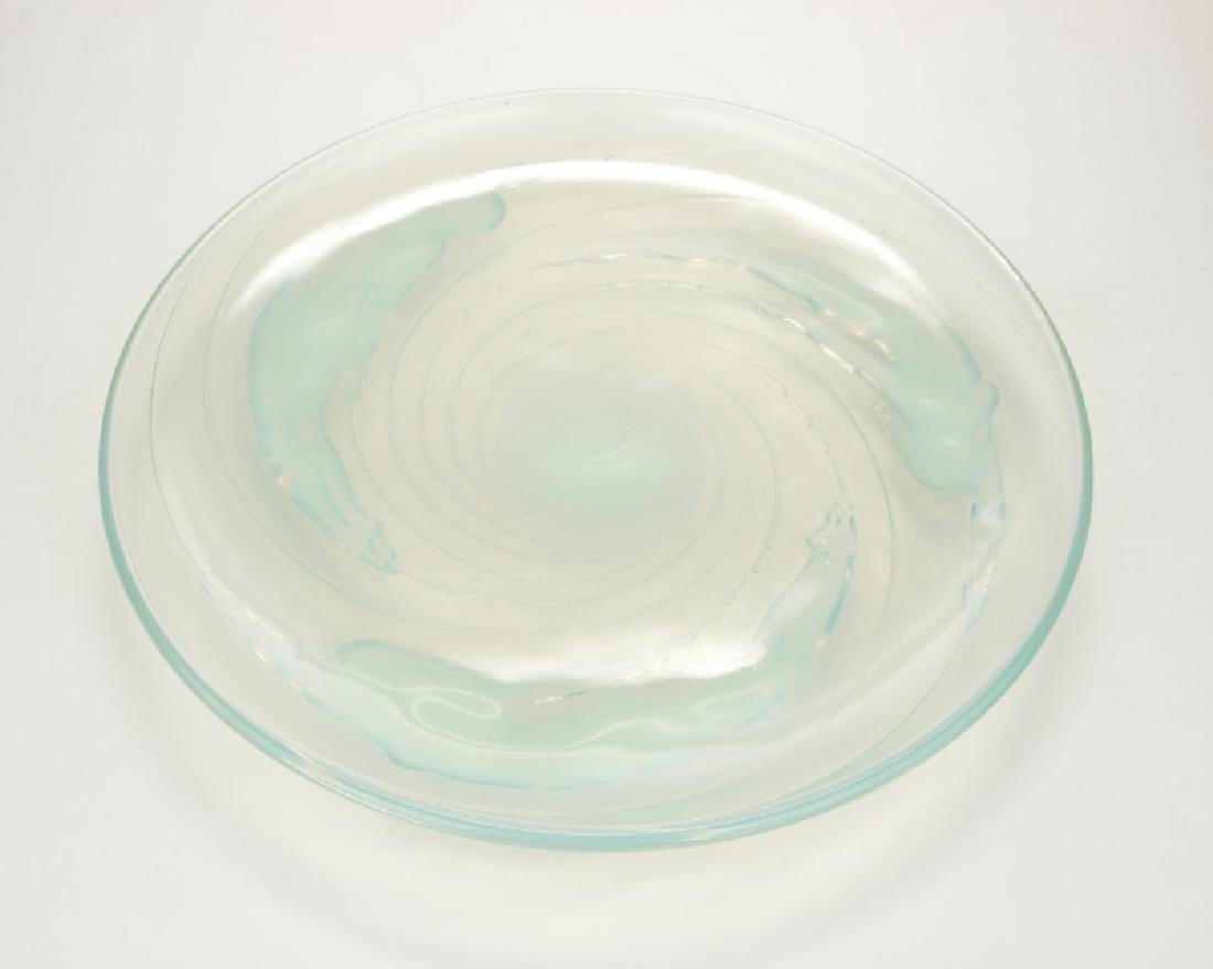 A Sabino France glass ''Sirens'' charger: Signed in script verso ''Sabino Paris'', opalescent glass with three nude female swimmers, 1.5'' H x 11.75'' Dia., est: $300/500 Provenance: Private Collection, Scottsdale, AZ