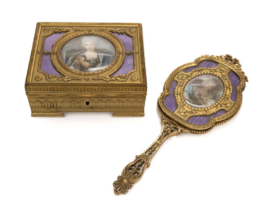 Two gilt-bronze guilloche-enameled vanity items (1 of 2)