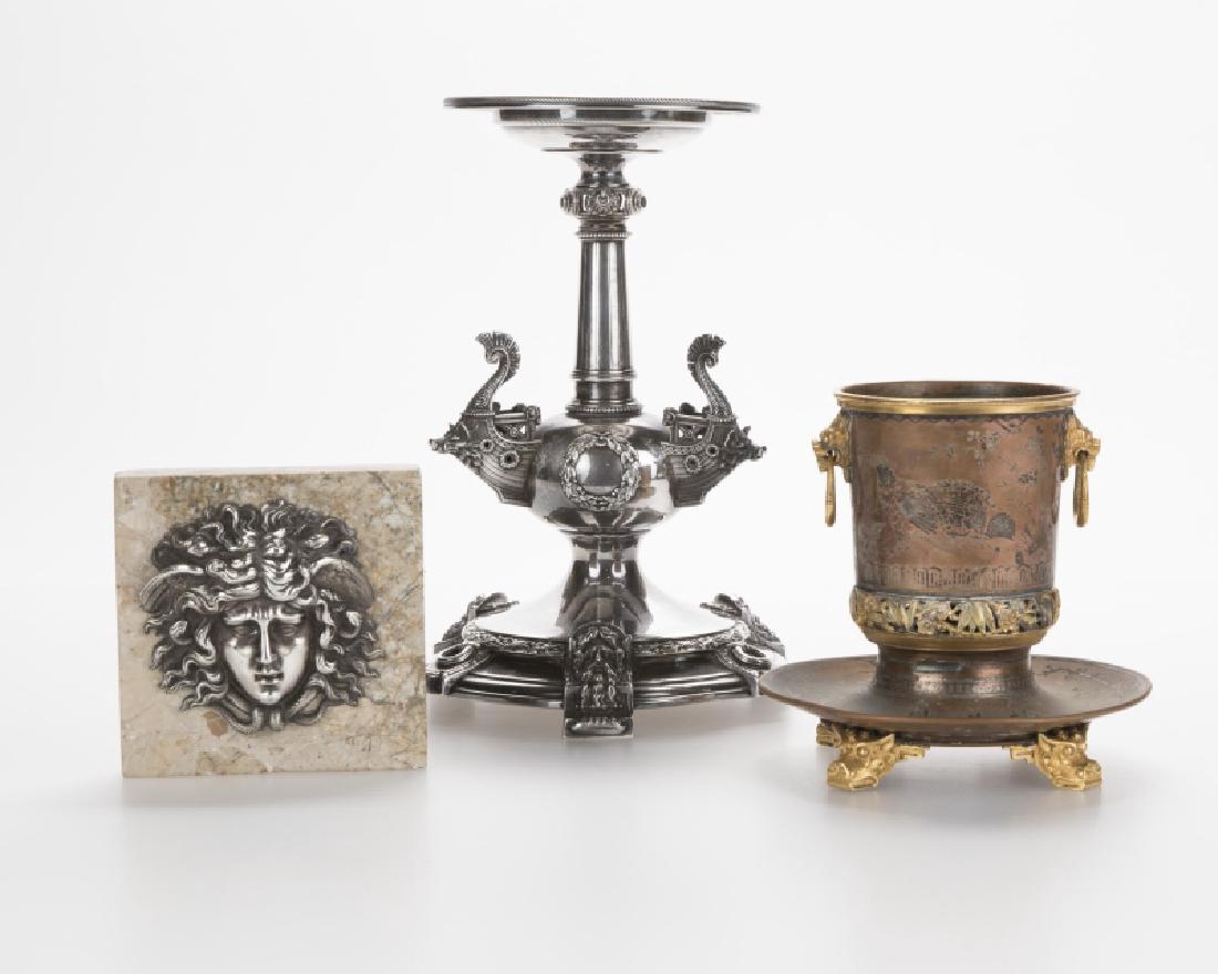 A three-piece group lot of silver and metal items (1 of 2)