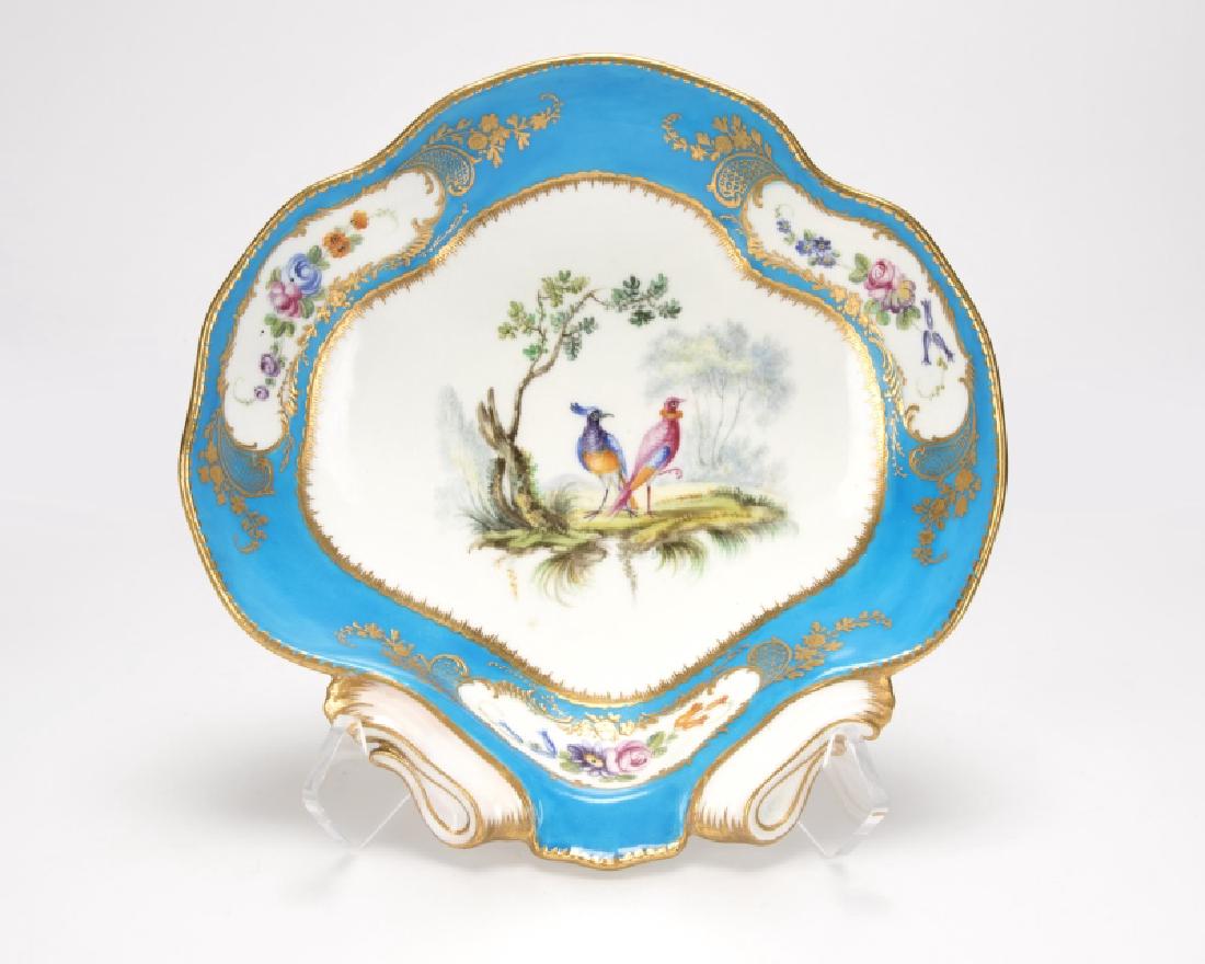 A Sevres bleu celeste shell-form porcelain dish (1 of 3)