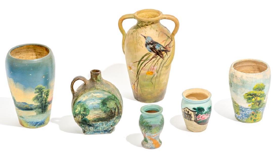 6 Pieces early Texas painted pottery