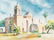Brad Braune (1951-2019), Mission San Jose, watercolor,