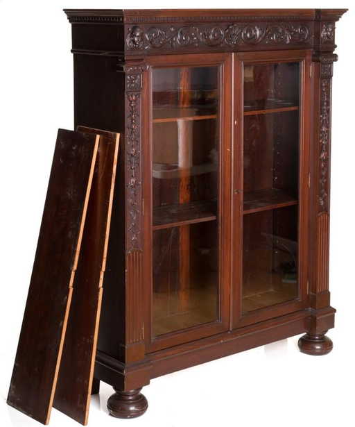 R J Horner Carved Gany 2 Door Bookcase