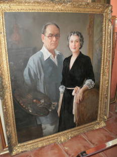 Henry R. Rittenberg (1879-1969) AMERICAN MASTER: ***THERE IS NO BUYER PREMIUMS ON THIS LOT! ***ARTIST: Henry R. Rittenberg (1879-1969) AMERICAN MASTER ***TITLE: Self portrait with wife ***MEDIUM: OIL ON CANVAS ***SIGNED: LOWER LEFT, Rittenberg ***DA