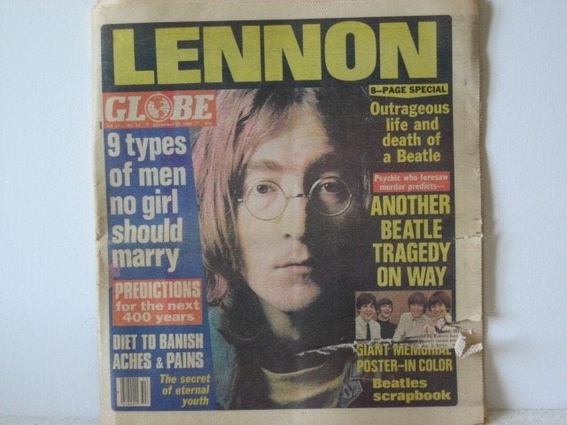 BEATLES RARE GLOBE NEW JOURNAL DEC 3O- 1980 ON JOHN: BEATLES RARE GLOBE NEW JOURNAL DEC 3O- 1980 ON JOHN ! VERY VERY RARE NEW GLOBAL JOURNAL WITH A LIITLE TEAR BUT FOR THE HISTORY IN VERY GOOD SHAPE .COOL IN ANY BEATLES COLLECTION !!