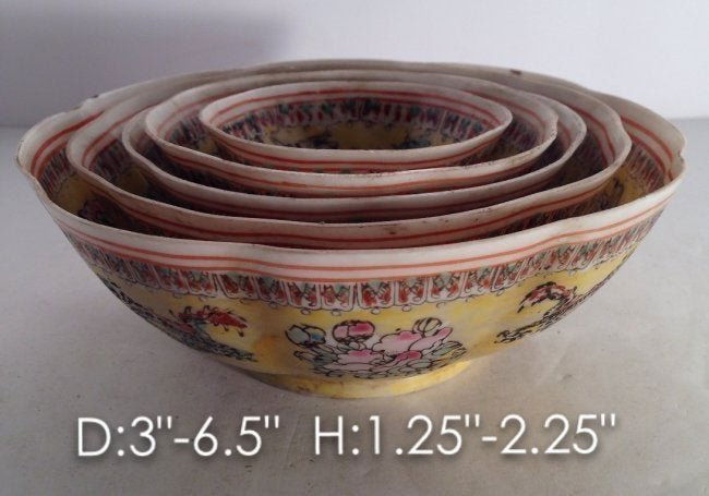 Imperial Set 5 Eggshell Porcelain Bowls Qianlong Mark (1 of 3)