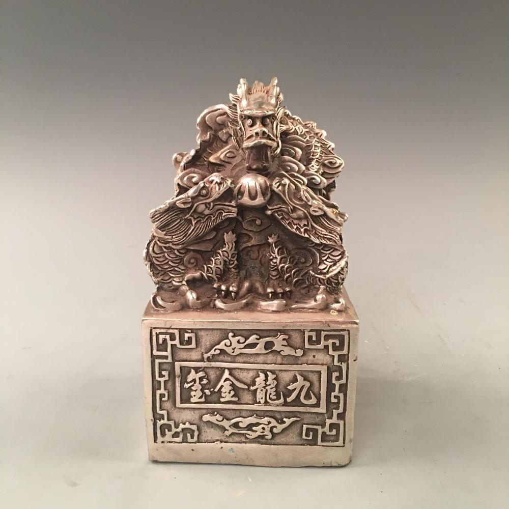 Rare To Find Chinese Silver Dragon Seal Qing Dynasty (1 of 6)