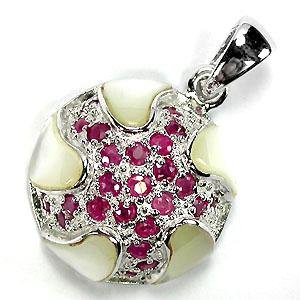 40.42ct Attractive Top Ruby Mother of Pearl Pendant: 40.42ct Attractive Genuine Top Ruby Mother of Pearl Sterling Pendant.Excellent well-made NEW piece chain not includ .