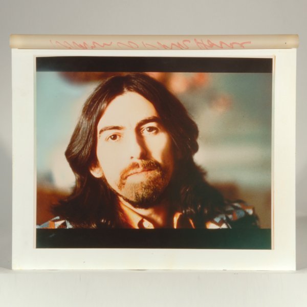 George Harrison Production Board,70s Dick Clark COA: Original,Very fine fantastic and on of a kind large color velox photo of George Harrison for Promo and LP production from the 70' . Dick Clark personnel collection with COA+ Fantastic B/W photo crist 