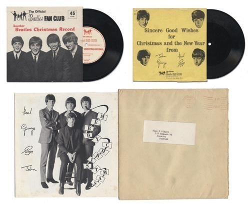 Beatles Rare fan club disc Original 60' Mint: POSSIBLY FROM LOUISE C HARRISON GEORGE SISTER RARE ORIGINAL THE BEATLES: ‘SINCERE GOOD WISHES FOR CHRISTMAS AND THE NEW YEAR’ – AN ORIGINAL 1963 FIRST ISSUE OFFICIAL UK BEATLES FAN CLUB 7" FLEXI