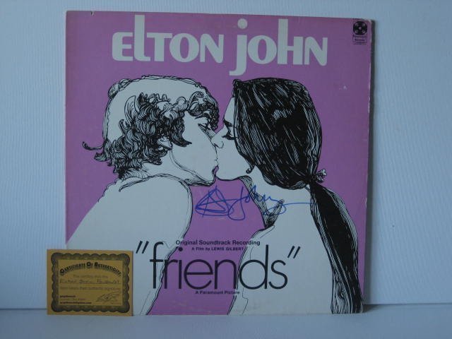Elton John Album signed and Real USA Elton $ Bonus: Rare signed best of Elton John LP from the one of the most important Rocker of all time .With real Sir Elton John usa Dollar tribute . 1- signed ELTON JOHN FRIENDS ALBUM original sound track recording