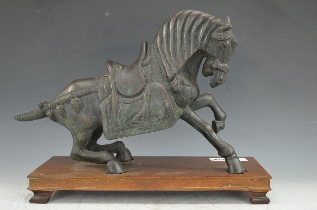 Very Rare Chinese Bronze Horse & Stand Tang Dynasty (1 of 5)