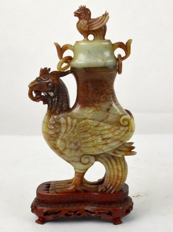 Fine Qing 1661-1908 Chinese Carved JADE Phoenix Vase (1 of 7)