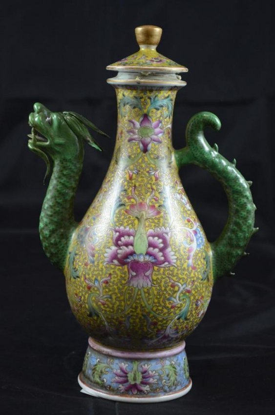 One Of Kind Chinese Porcelain Dragon Tea Pot Qianlong (1 of 9)