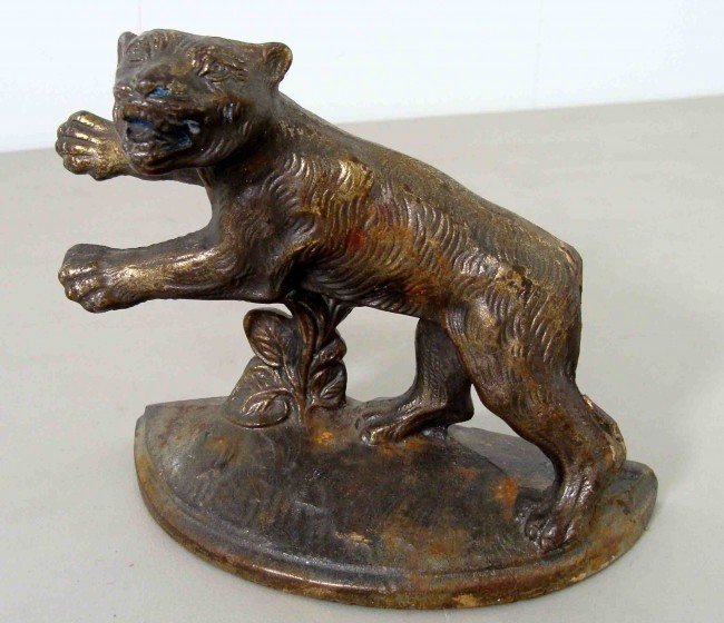 Antique early 1920's Chinese Bronze Tiger Door Stopper (1 of 2)