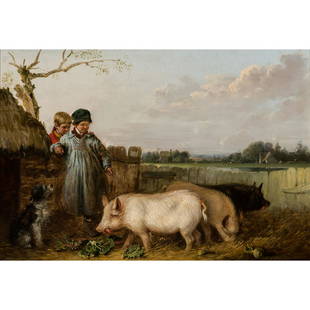 Edmund Bristow - Country Life: Edmund Bristow British, 1787-1876 Country Life Oil on board Signed Provenance: Willis, Hudson & Co, Sheffield