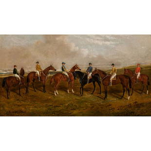 Attr. to John Sturgess - Six Winners at Ascot: St: Attr. to John Sturgess British, 1839-1903 Six Winners at Ascot: St Gatien, Humwood, Whitefriar, Bendigo, Ormonde & Gay Hermit Oil on canvas Possibly reproduced as a print or an illustration as Sturges