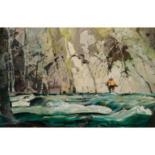 Roy Martell Mason - Below the Bluffs: Roy Martell Mason American, 1886-1972 Below the Bluffs Watercolor Signed