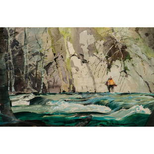 Roy Martell Mason - Below the Bluffs: Roy Martell Mason American, 1886-1972 Below the Bluffs Watercolor Signed