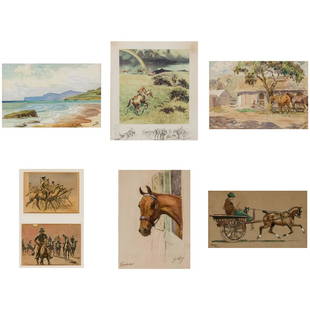 Charles "Snaffles" Johnson Payne - Group of 6 Snaffles: Charles "Snaffles" Johnson Payne British, 1884-1967 Group of 6 Snaffles Watercolor & ink Signed Letter detailing provenance en verso A grouping of five original works by Charles Johnson Payne