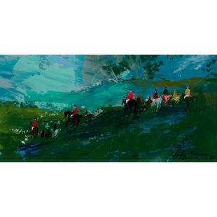 LeRoy Neiman - The Hunt Field: LeRoy Neiman American, 1921-2012 The Hunt Field Oil on board Signed & inscribed 'The Hunt Field' en verso Provenance: Hammer Galleries, New York "The hunt is a stately sport with a leisurely