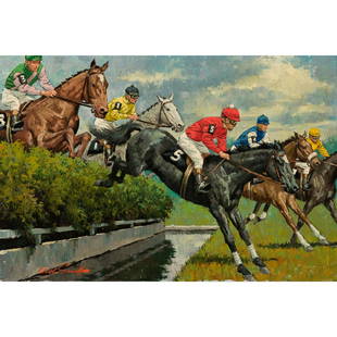 Arthur Sarnoff - Over the Hedge: Arthur Sarnoff American, 1912-2000 Over the Hedge Oil on canvas Signed Provenance: James & Diane Cook Collection