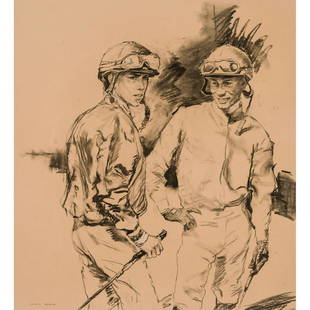 Valeriy Gridnev - Study for the Ortiz Brothers: Valeriy Gridnev Russian, b. 1956 Study for the Ortiz Brothers Charcoal on brown paper Signed