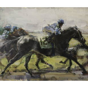 Jean Bernard Lalanne - In the Backstretch: Jean Bernard Lalanne French, b. 1952 In the Backstretch Oil on canvas Signed