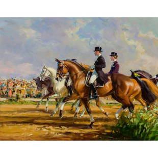 Heather St Clair Davis - Winner: Heather St Clair Davis British, 1937-1999 Winner's Parade Oil on canvas Signed Provenance: Frost & Reed