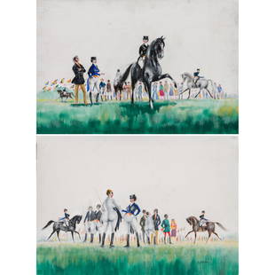 W. Owen Ward - Dressage Types (pair): W. Owen Ward British, Contemporary Dressage Types (pair) Watercolor, Gouache Signed