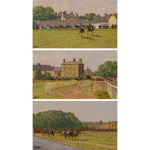 Peter Howell - Newmarket Triptych: Peter Howell British, b. 1932 Newmarket Triptych Oil on canvas Signed