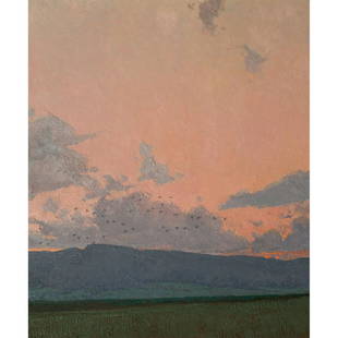 T. Allen Lawson - North by the Setting Sun: T. Allen Lawson American, b. 1963 North by the Setting Sun Oil on panel Signed